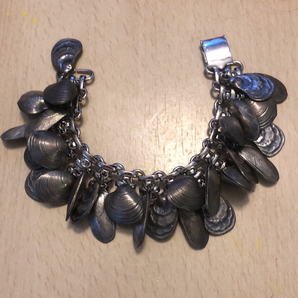 Seashell clam muscle silver bracelet Vintage - Picture 2 of 2